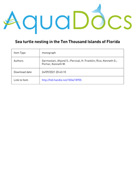 Sea Turtle Nesting in the Ten Thousand Islands Offlorida August