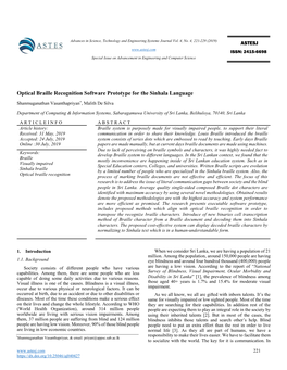 Optical Braille Recognition Software Prototype for the Sinhala Language