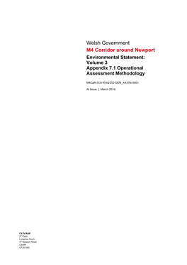 Welsh Government M4 Corridor Around Newport Environmental Statement: Volume 3 Appendix 7.1 Operational Assessment Methodology