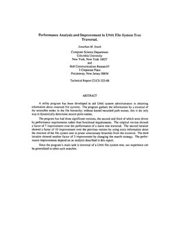 Performance Analysis and Improvement in UNIX File System Tree Traversal