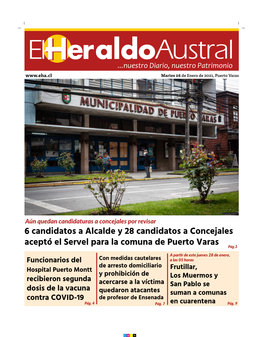 6 Candidatos a Alcalde Y 28 Candidatos a Concejales Aceptó El Servel Para La Comuna De Puerto Varas Pág.3