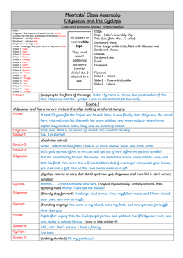 Meerkats' Class Assembly Odysseus and the Cyclops