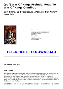 (D672478) [Pdf] War of Kings Prelude: Road to War of Kings Omnibus David Hine, Ed Brubaker, Joe Pokaski, Dan Abnett