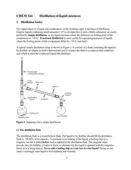 CHEM 344 Distillation of Liquid Mixtures