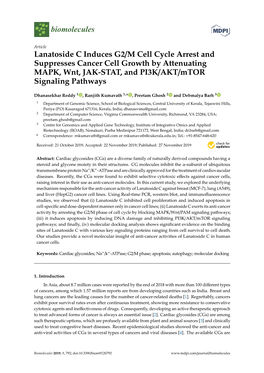 Lanatoside C Induces G2/M Cell Cycle Arrest and Suppresses Cancer Cell Growth by Attenuating MAPK, Wnt, JAK-STAT, and PI3K/AKT/Mtor Signaling Pathways