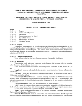 Title 55. the Board of Governors of the Licensed Architects, Landscape Architects and Registered Interior Designers of Oklahoma