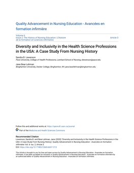 Diversity and Inclusivity in the Health Science Professions in the USA: a Case Study from Nursing History