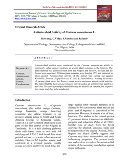 Antimicrobial Activity of Cestrum Aurantiacum L