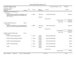 Twin Falls School District 411 Voucher Detail Listing