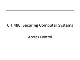 Access Control Topics