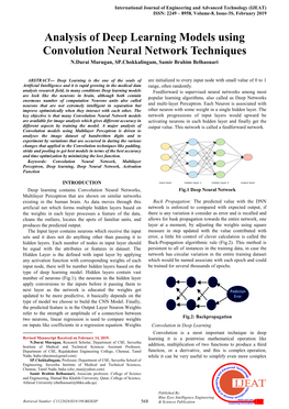Analysis of Deep Learning Models Using Convolution Neural Network Techniques N.Durai Murugan, SP.Chokkalingam, Samir Brahim Belhaouari 