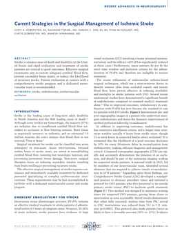 Current Strategies in the Surgical Management of Ischemic Stroke