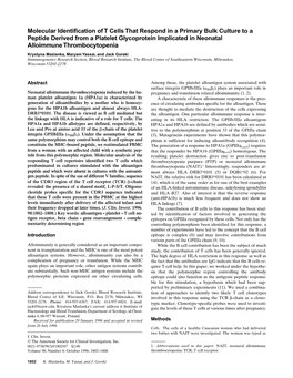 Molecular Identification of T Cells That Respond in a Primary Bulk Culture