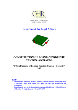 Constitution of Bosnian Podrinje Canton - Gorazde