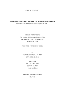 Musical Prodigies: Past, Present, and Future Perspectives on Exceptional Performance and Creativity