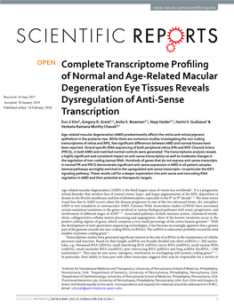 Complete Transcriptome Profiling of Normal and Age-Related Macular