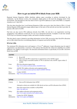 How to Get an Initial Ipv6 Block from Your RIR