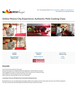 Online Mexico City Experience: Authentic Mole Cooking Class