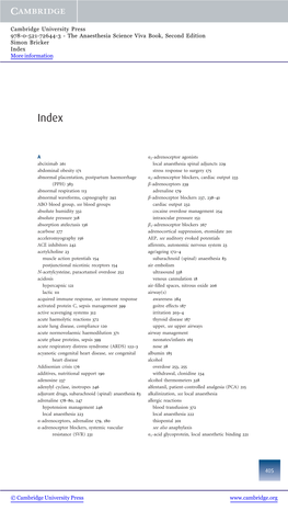 The Anaesthesia Science Viva Book, Second Edition Simon Bricker Index More Information