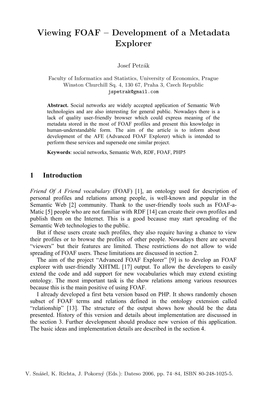 Viewing FOAF – Development of a Metadata Explorer 75