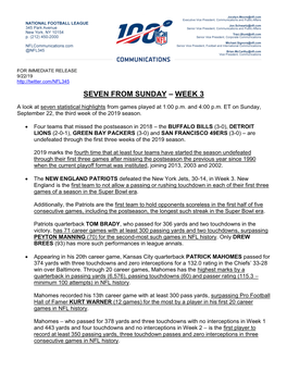 Seven from Sunday – Week 3