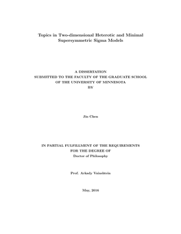 Topics in Two-Dimensional Heterotic and Minimal Supersymmetric Sigma Models