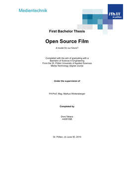 Open Source Film a Model for Our Future?