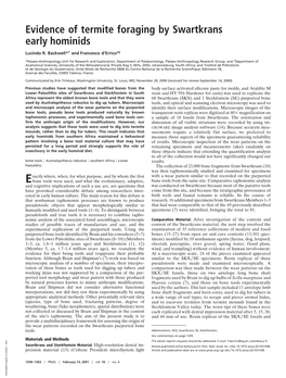 Evidence of Termite Foraging by Swartkrans Early Hominids