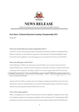 Fact Sheet: National Education Gaming Championship 2015