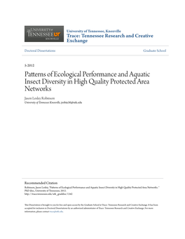 Patterns of Ecological Performance and Aquatic Insect Diversity in High