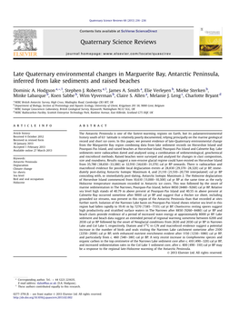 Late Quaternary Environmental Changes in Marguerite Bay, Antarctic Peninsula, Inferred from Lake Sediments and Raised Beaches