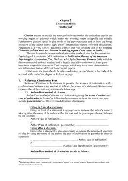 Chapter 5 Citations in Thesis First Format ∗∗∗