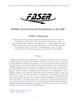 FASER: Forward Search Experiment at the LHC