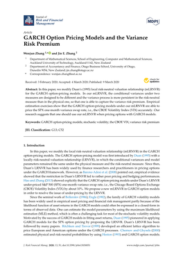 GARCH Option Pricing Models and the Variance Risk Premium