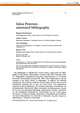 Julius Petersen Annotated Bibliography
