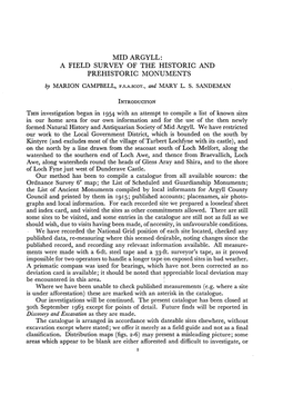 MID ARGYLL: a FIELD SURVEY of the HISTORIC and PREHISTORIC MONUMENTS by MARION CAMPBELL, F.S.A.SCOT., and MARY L