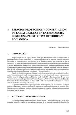 8. Espacios Protegidos Y Conservación De La Naturaleza En Extremadura Desde Una Perspectiva Histórica Y Ecológica