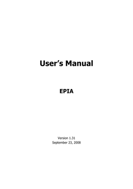 User's Manual for Future Reference