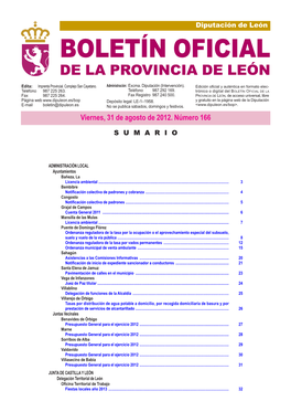 Boletín Oficial De La Provincia De León