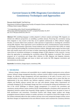 Current Issues in UML Diagrams Coevolution and Consistency Techniques and Approaches