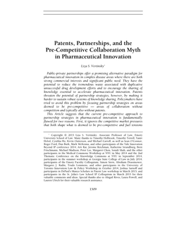 Patents, Partnerships, and the Pre-Competitive Collaboration Myth in Pharmaceutical Innovation