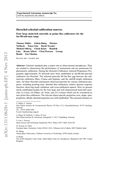 Herschel Celestial Calibration Sources: Four Large Main-Belt Asteroids As