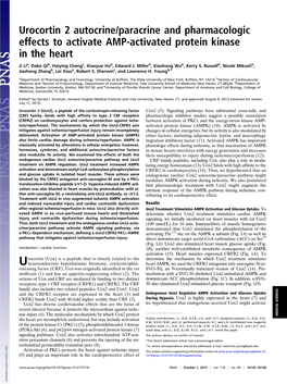 Urocortin 2 Autocrine/Paracrine and Pharmacologic Effects to Activate AMP-Activated Protein Kinase in the Heart