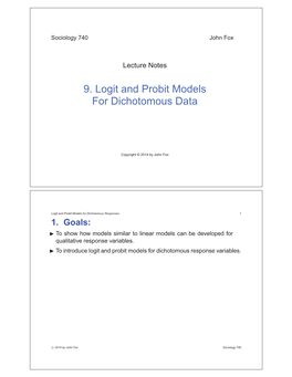 9. Logit and Probit Models for Dichotomous Data