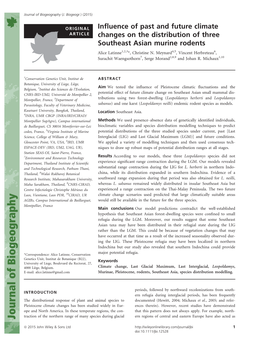 Influence of Past and Future Climate Changes on the Distribution of Three Southeast Asian Murine Rodents