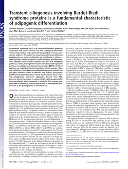 Transient Ciliogenesis Involving Bardet-Biedl Syndrome Proteins Is a Fundamental Characteristic of Adipogenic Differentiation