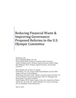 Proposed Reforms to the US Olympic Committee