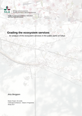 Grading the Ecosystem Services an Analyze of the Ecosystem Services in the Public Parks of Tokyo