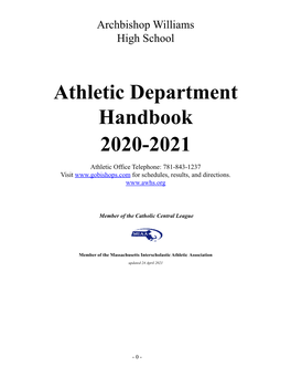 Athletic Department Handbook 2020-2021