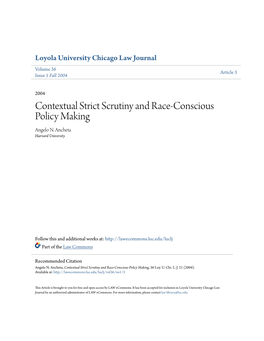 Contextual Strict Scrutiny and Race-Conscious Policy Making Angelo N